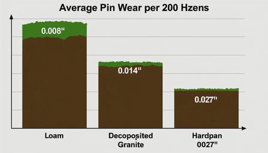 Undercarriage pin wear comparison chart by soil type.