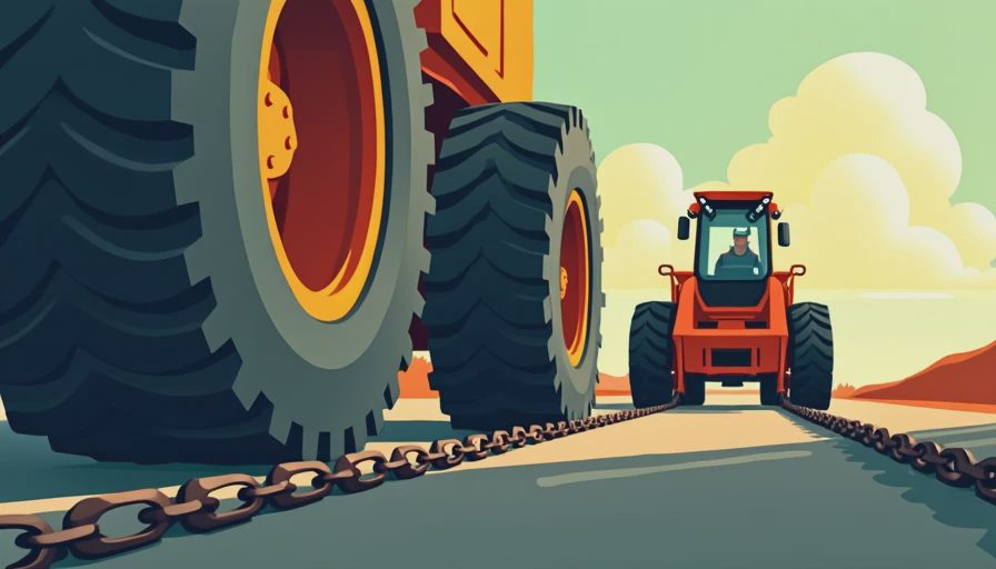 Visual context for skid loader tire chains